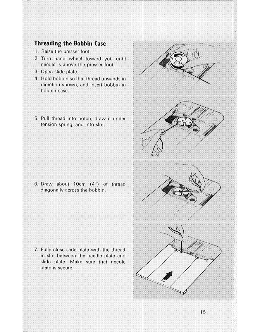 Threading the bobbin case | SINGER 514 User Manual | Page 17 / 70