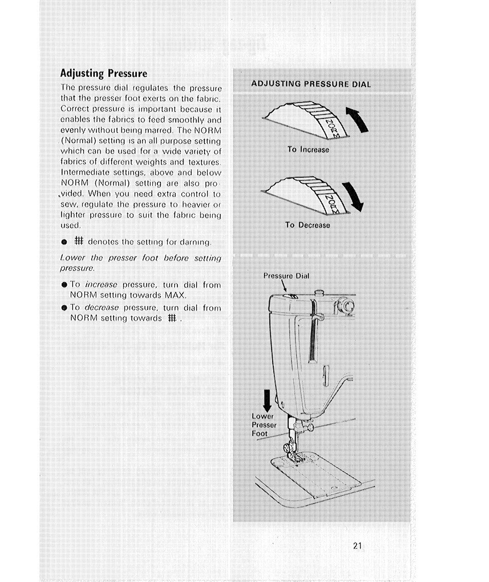 Adjusting pressure | SINGER 514 User Manual | Page 23 / 70