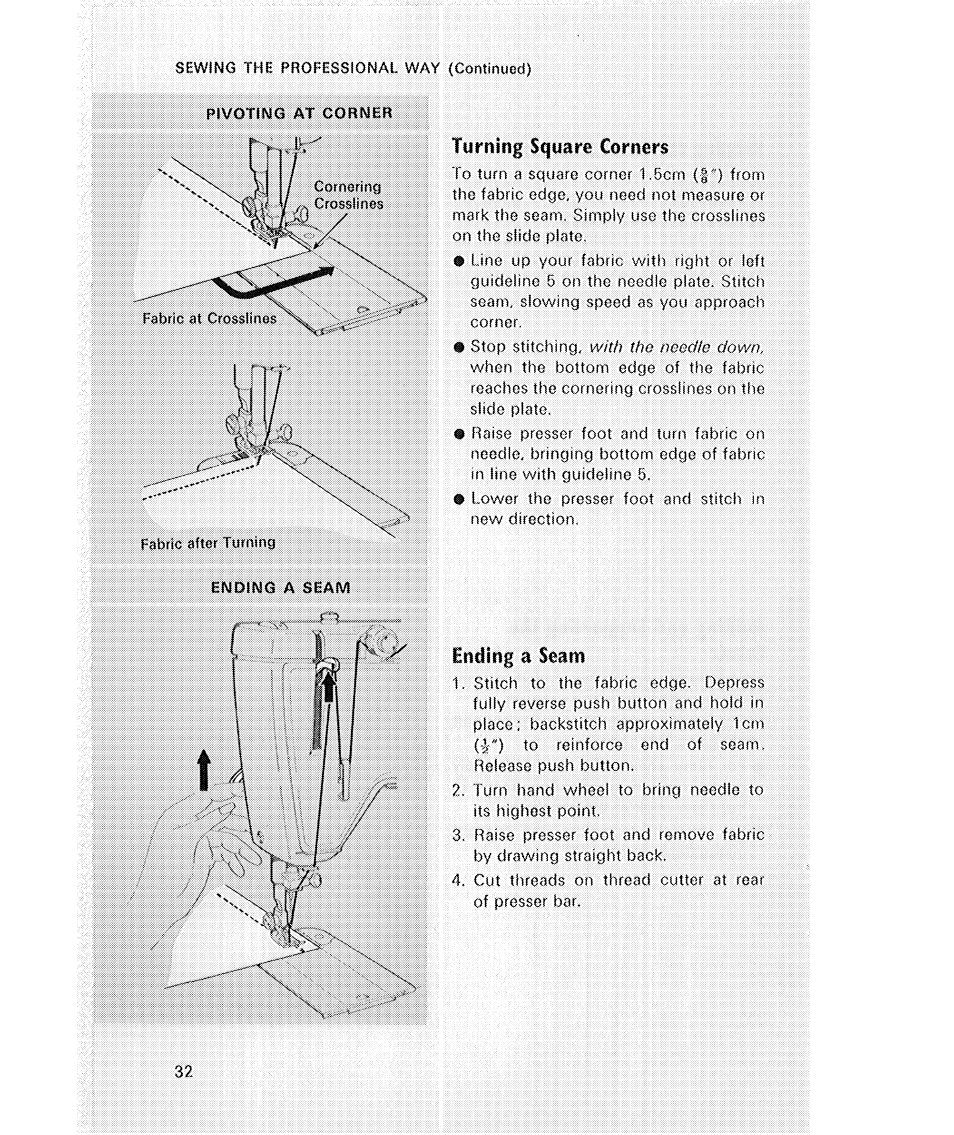 Turning square corners | SINGER 514 User Manual | Page 34 / 70