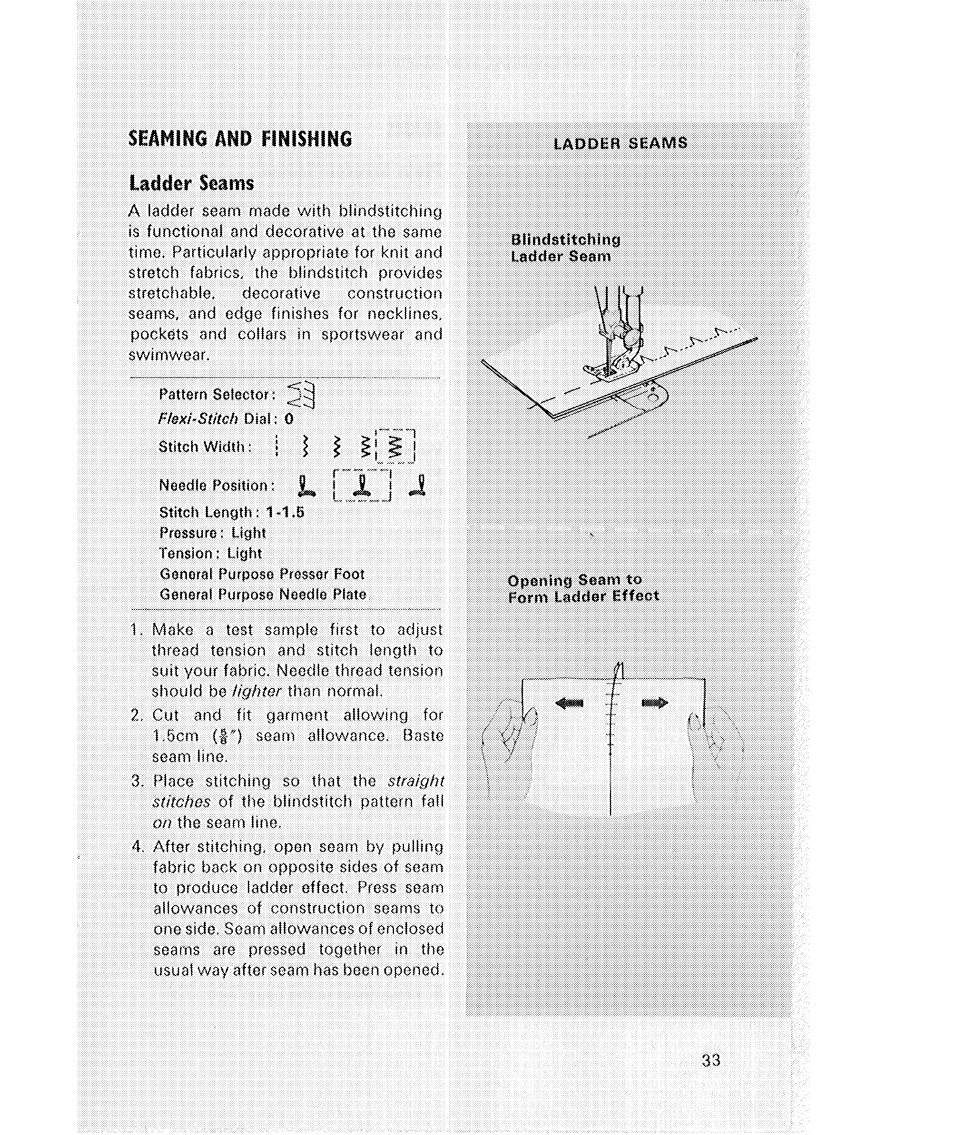 Seaming and finishing, Ladder seams, I.] j | SINGER 514 User Manual | Page 35 / 70