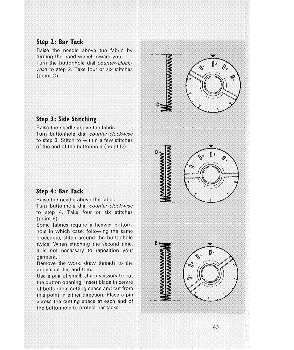 Step 2: bar tack, Step 3: side stitching, Step 4: bar tack | SINGER 514 User Manual | Page 45 / 70