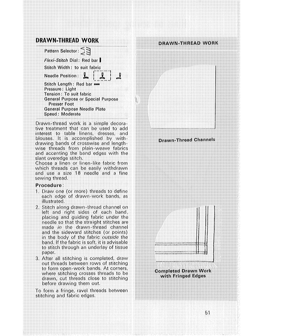 Drawn-thread work | SINGER 514 User Manual | Page 53 / 70