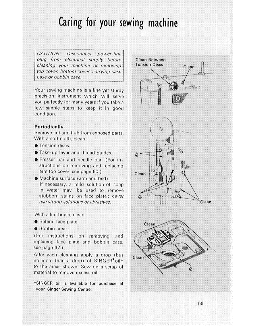 Caring for your sewing machine | SINGER 514 User Manual | Page 61 / 70