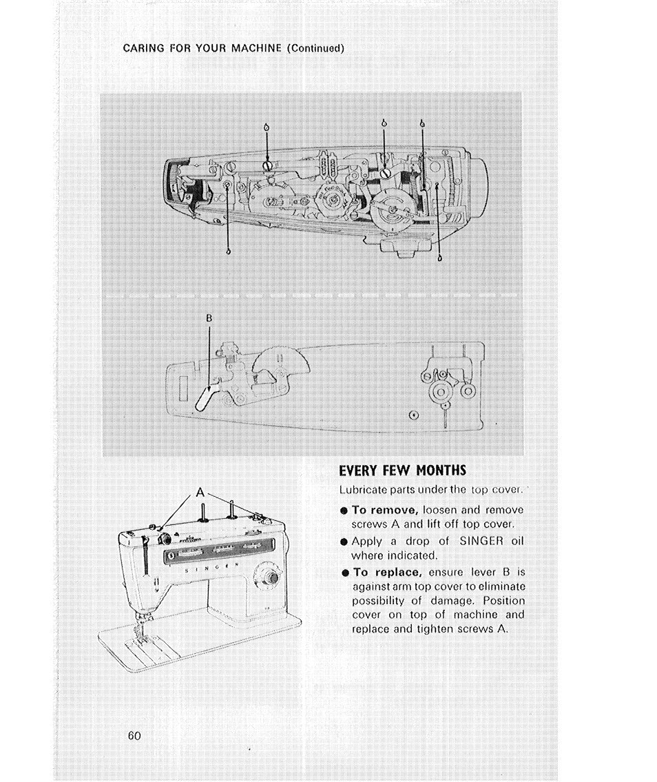 Every few months | SINGER 514 User Manual | Page 62 / 70