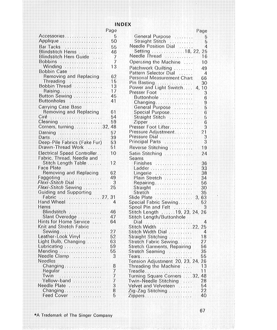 SINGER 514 User Manual | Page 69 / 70