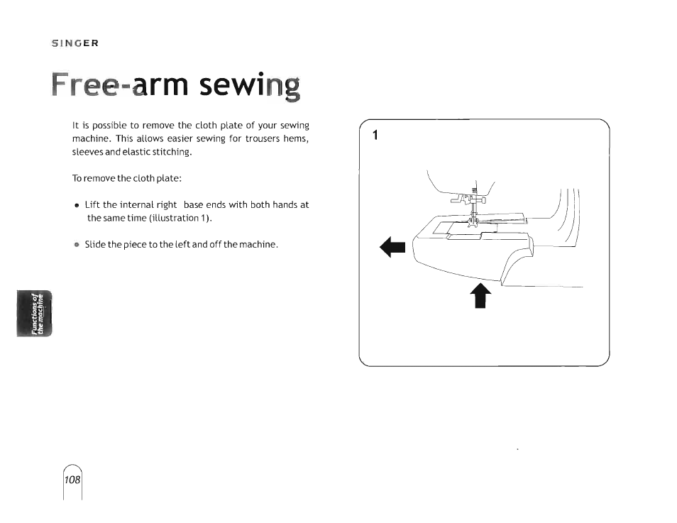 Free-arm sewing | SINGER 5160 User Manual | Page 110 / 125