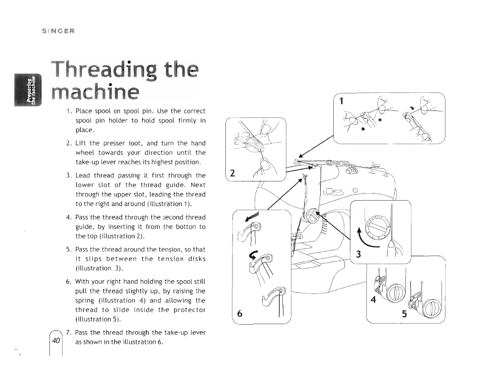 Threading the machine | SINGER 5160 User Manual | Page 42 / 125