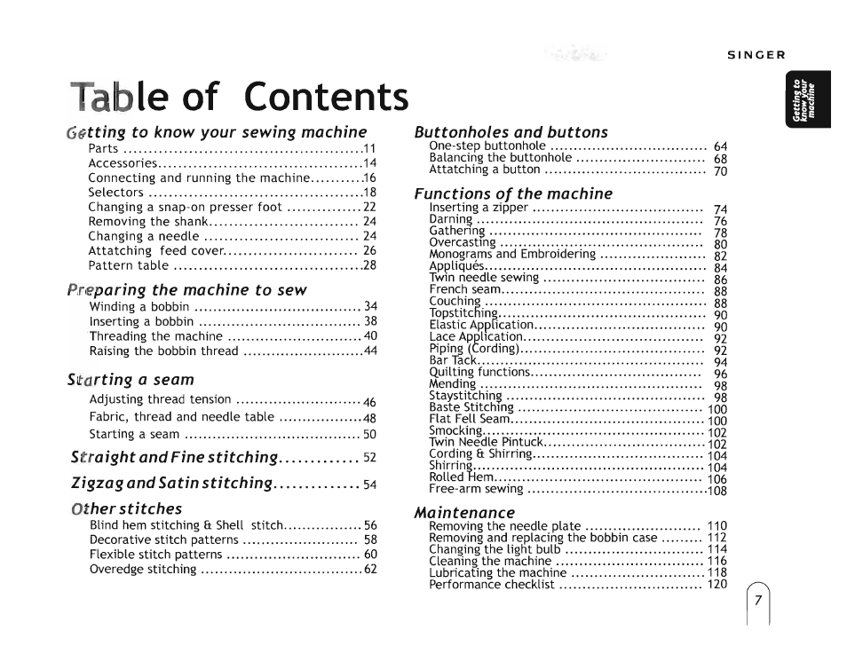 SINGER 5160 User Manual | Page 9 / 125