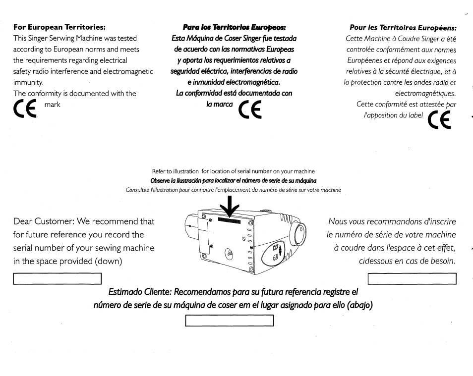 For european territories | SINGER 5430 User Manual | Page 2 / 108