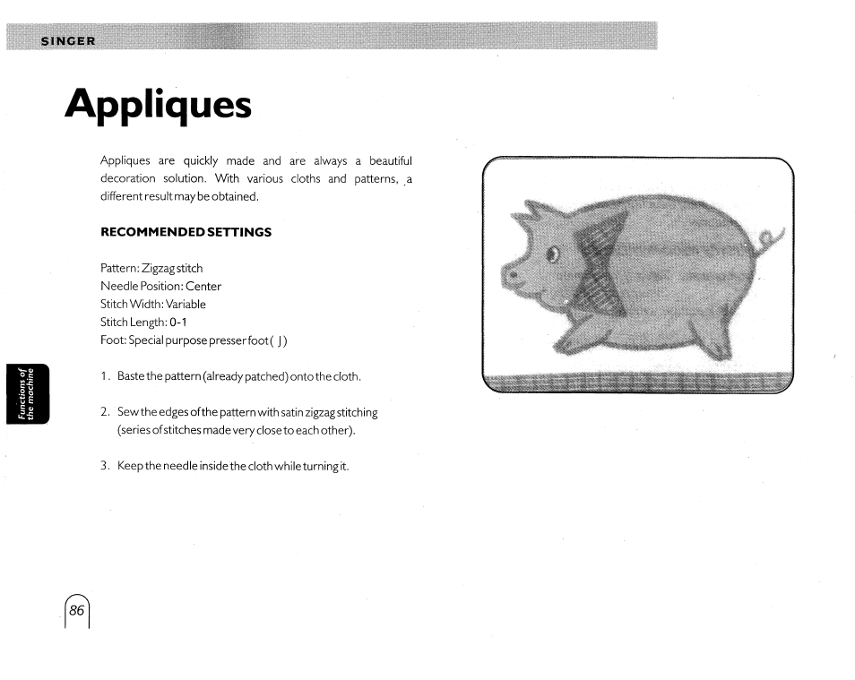 Appliques | SINGER 5430 User Manual | Page 88 / 108