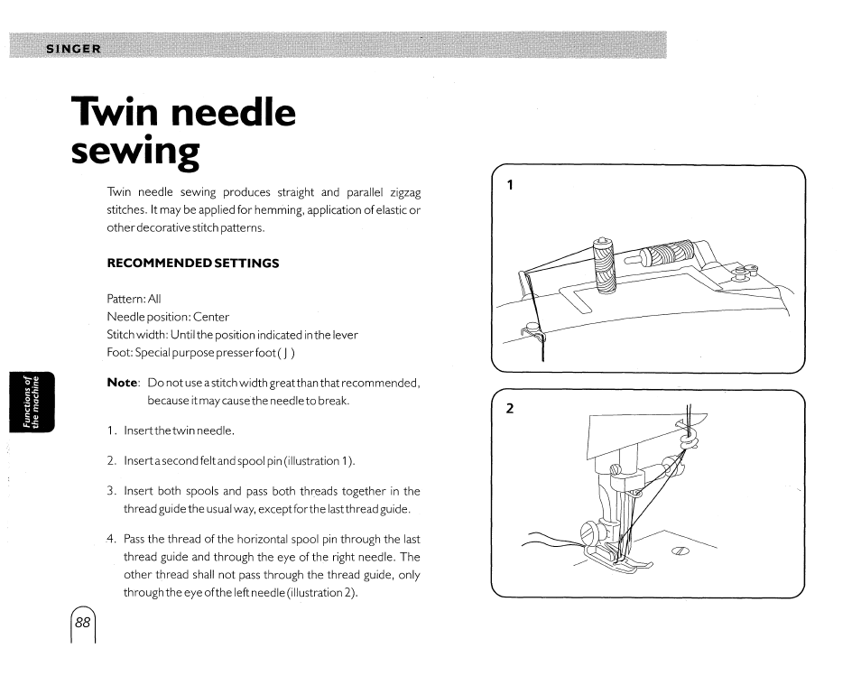 Iwin needle sewing | SINGER 5430 User Manual | Page 90 / 108