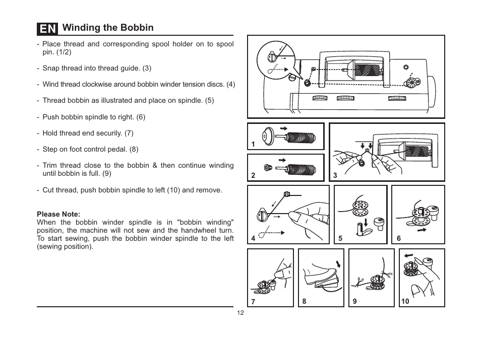 Winding the bobbin | SINGER 5554 Heavy Duty Combo User Manual | Page 19 / 121