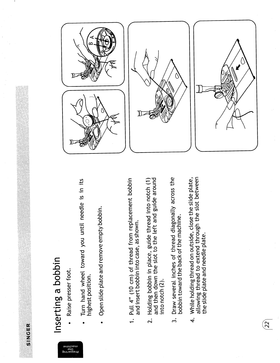 Inserting a bobbin | SINGER 57815 User Manual | Page 24 / 84