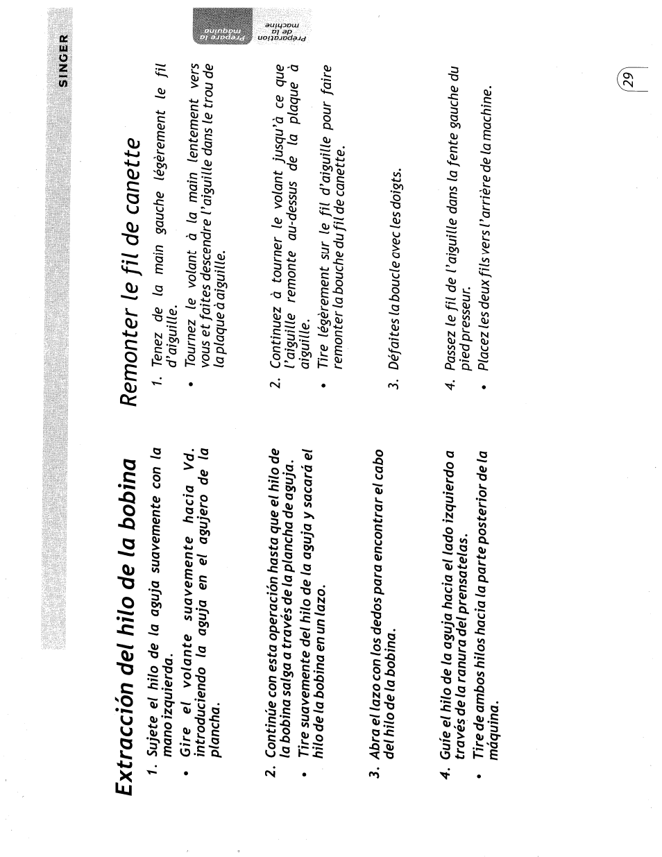 Extracción del hilo de la bobina, Remonter le fil de canette | SINGER 57815 User Manual | Page 31 / 84