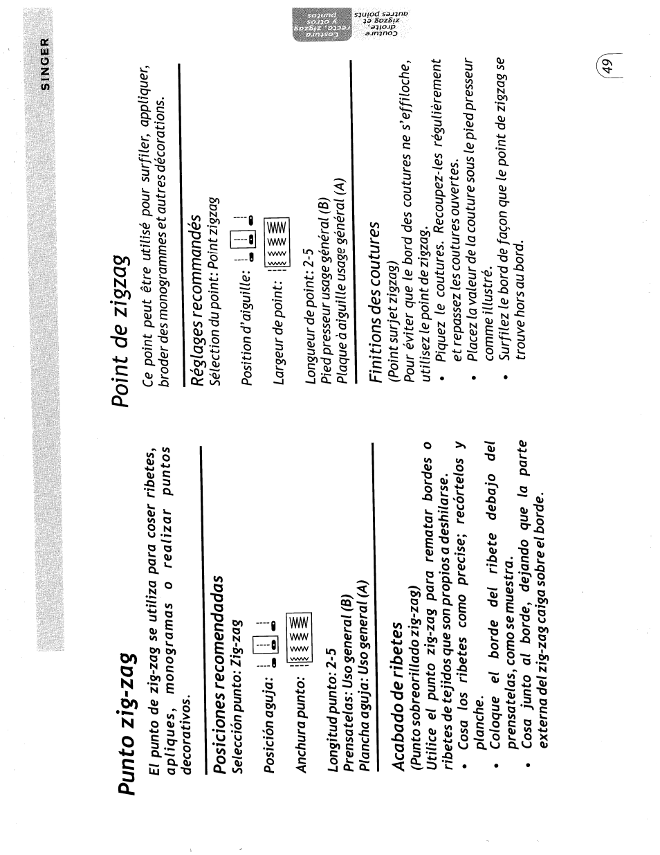 Punto zìg-zas, Point de zigzag | SINGER 57815 User Manual | Page 51 / 84