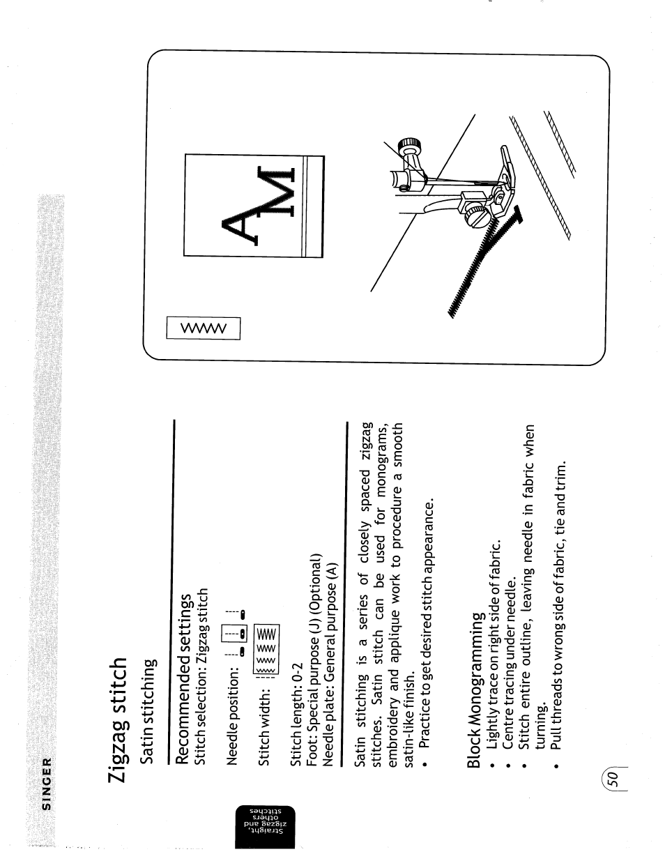 Zigzag stitch | SINGER 57815 User Manual | Page 52 / 84