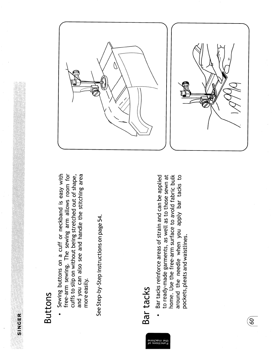 Buttons, Bar tacks | SINGER 57815 User Manual | Page 62 / 84