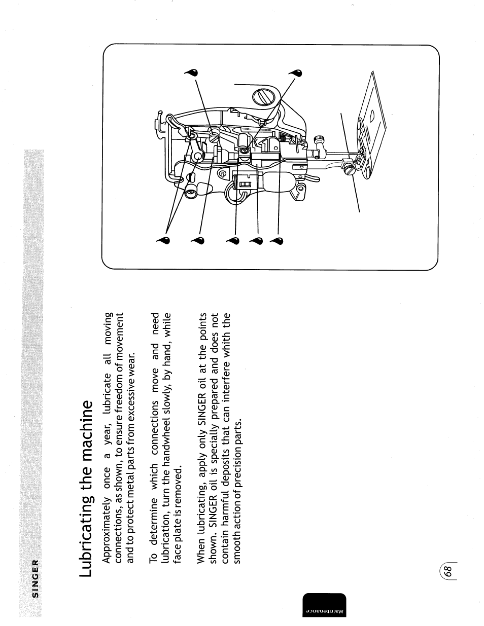 Lubricating the machine | SINGER 57815 User Manual | Page 70 / 84