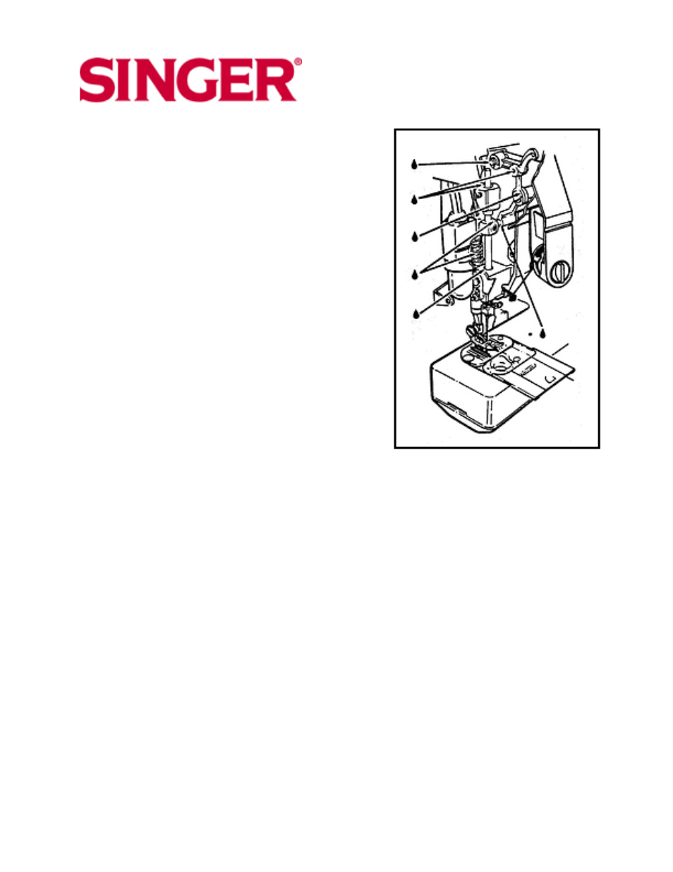 Lubricating the machine, 5 stitch sewing machine | SINGER 7025 User Manual | Page 44 / 47