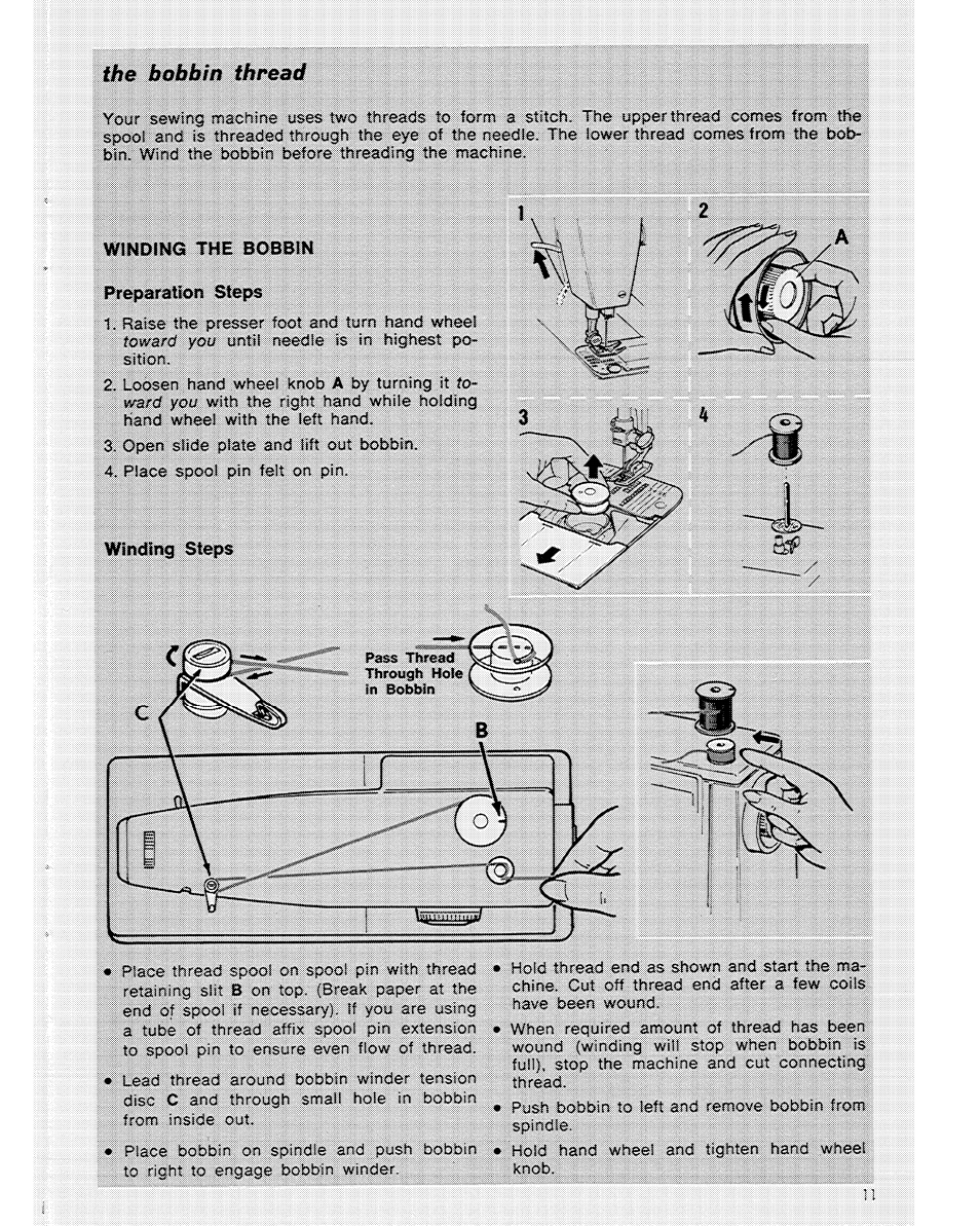 Ihe bobbin thread | SINGER 6104 User Manual | Page 13 / 44