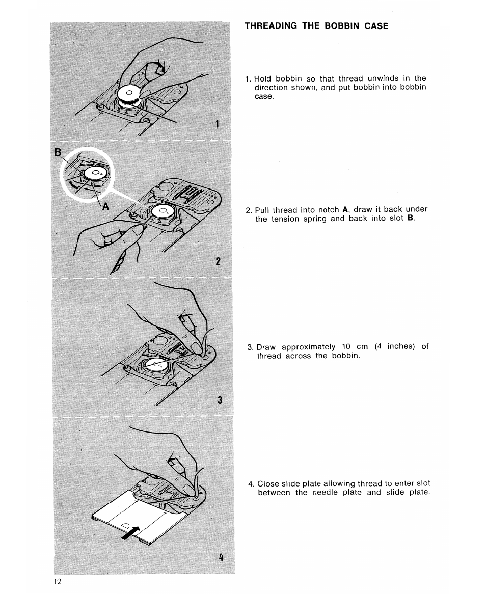 Threading the bobbin case, Threading the machine | SINGER 6105 User Manual | Page 14 / 44