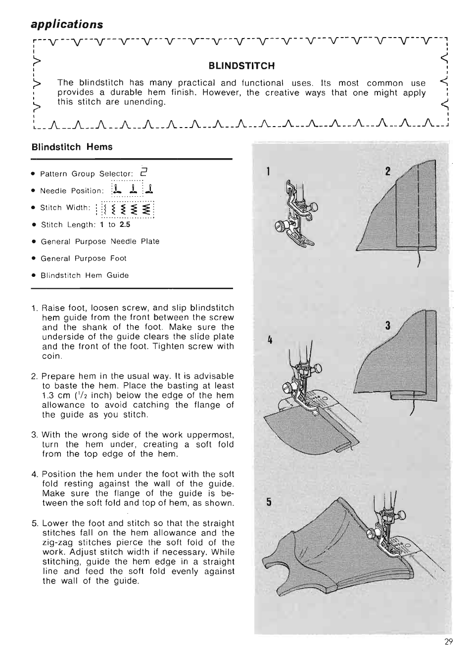 Applications, Blindstitch i | SINGER 6106 User Manual | Page 31 / 44