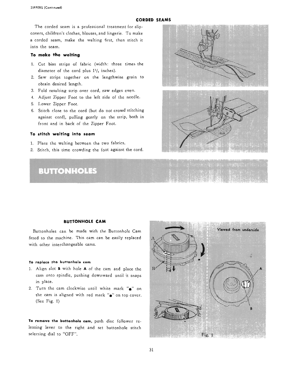 Buttonholes | SINGER 610U User Manual | Page 33 / 43