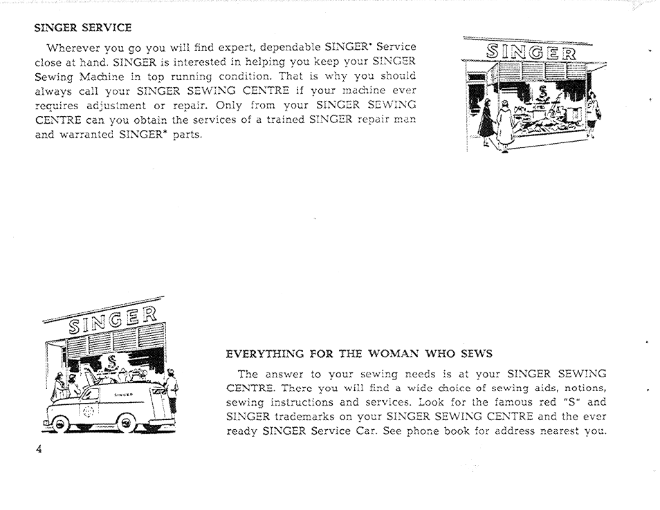 Singer service, Everything for the woman who sews, Пк 1 ©шй | SINGER 611 User Manual | Page 6 / 108