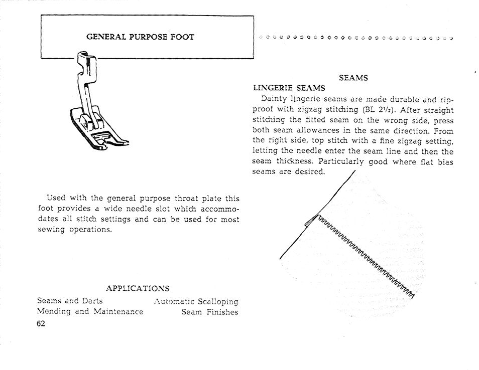 General purpose foot | SINGER 611 User Manual | Page 64 / 108