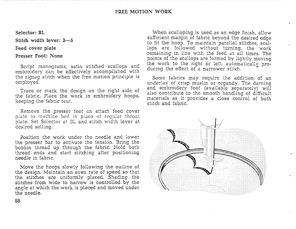 Free motion work | SINGER 611 User Manual | Page 90 / 108