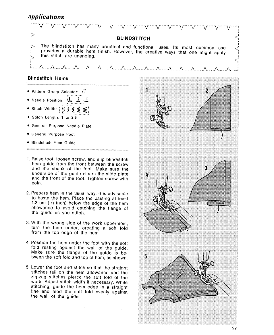 Applications, Blindstitch, Blindstitch hems | SINGER 6110 User Manual | Page 30 / 41