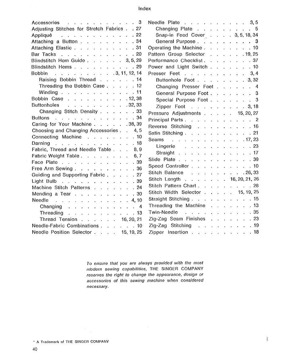 SINGER 6110 User Manual | Page 41 / 41