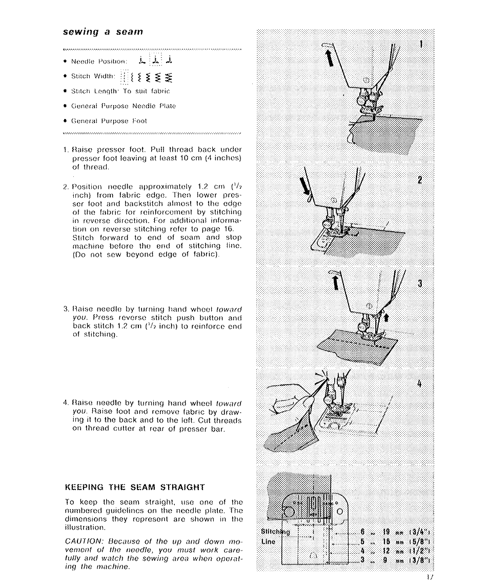 Sewing a seam | SINGER 6136 User Manual | Page 19 / 44