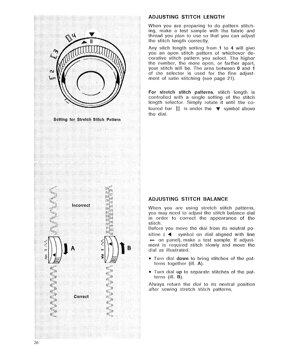 Adjusting stitch length, Adjusting stitch balance | SINGER 6136 User Manual | Page 28 / 44