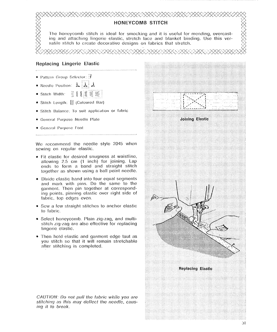 Honeycomb stitch | SINGER 6136 User Manual | Page 33 / 44