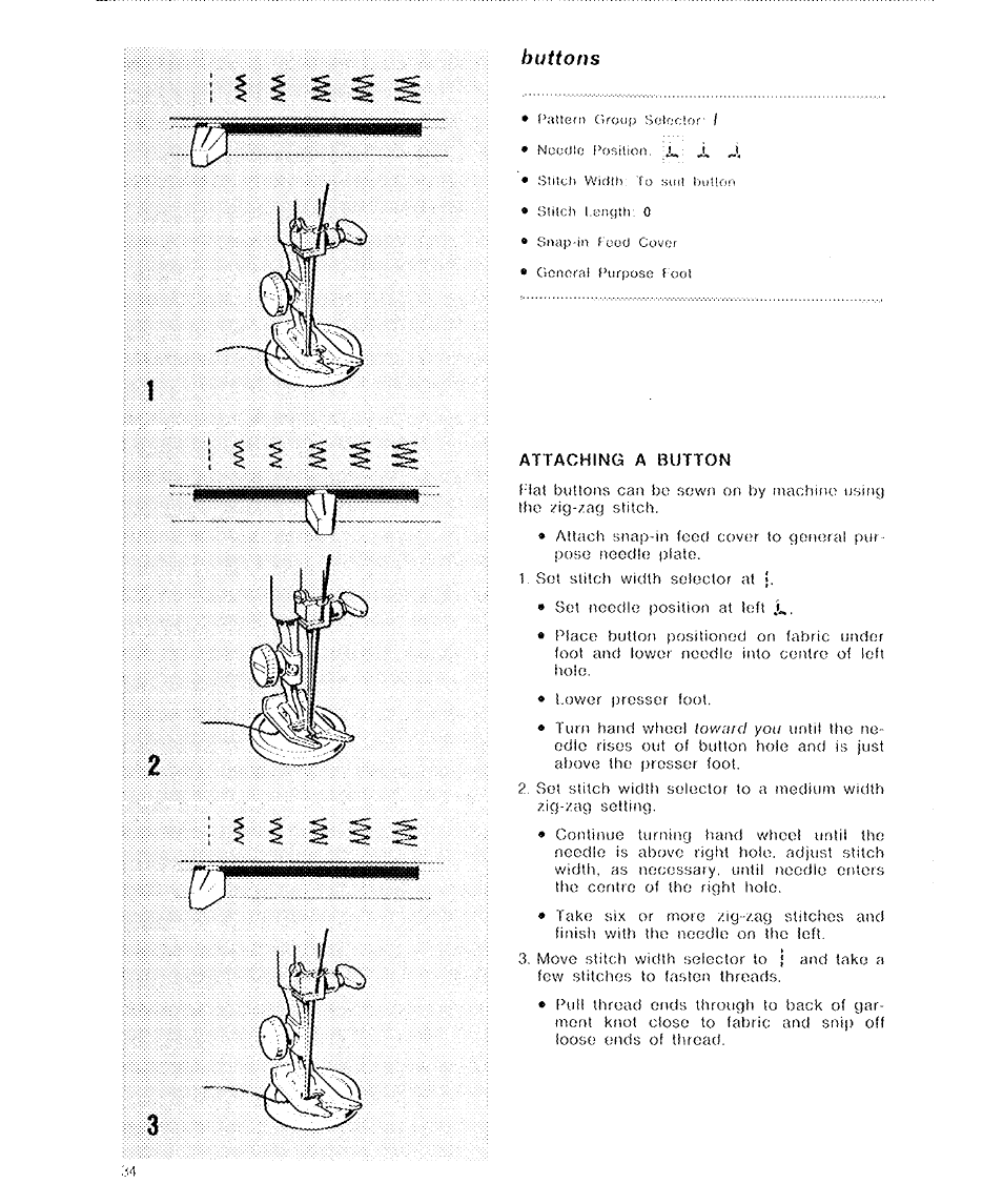 Buttons | SINGER 6136 User Manual | Page 36 / 44