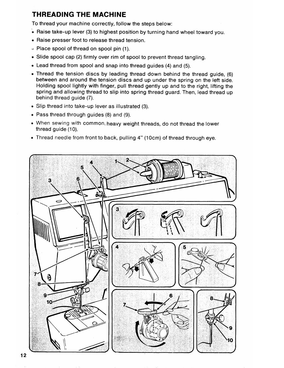 Threading the machine | SINGER 6212 User Manual | Page 14 / 40