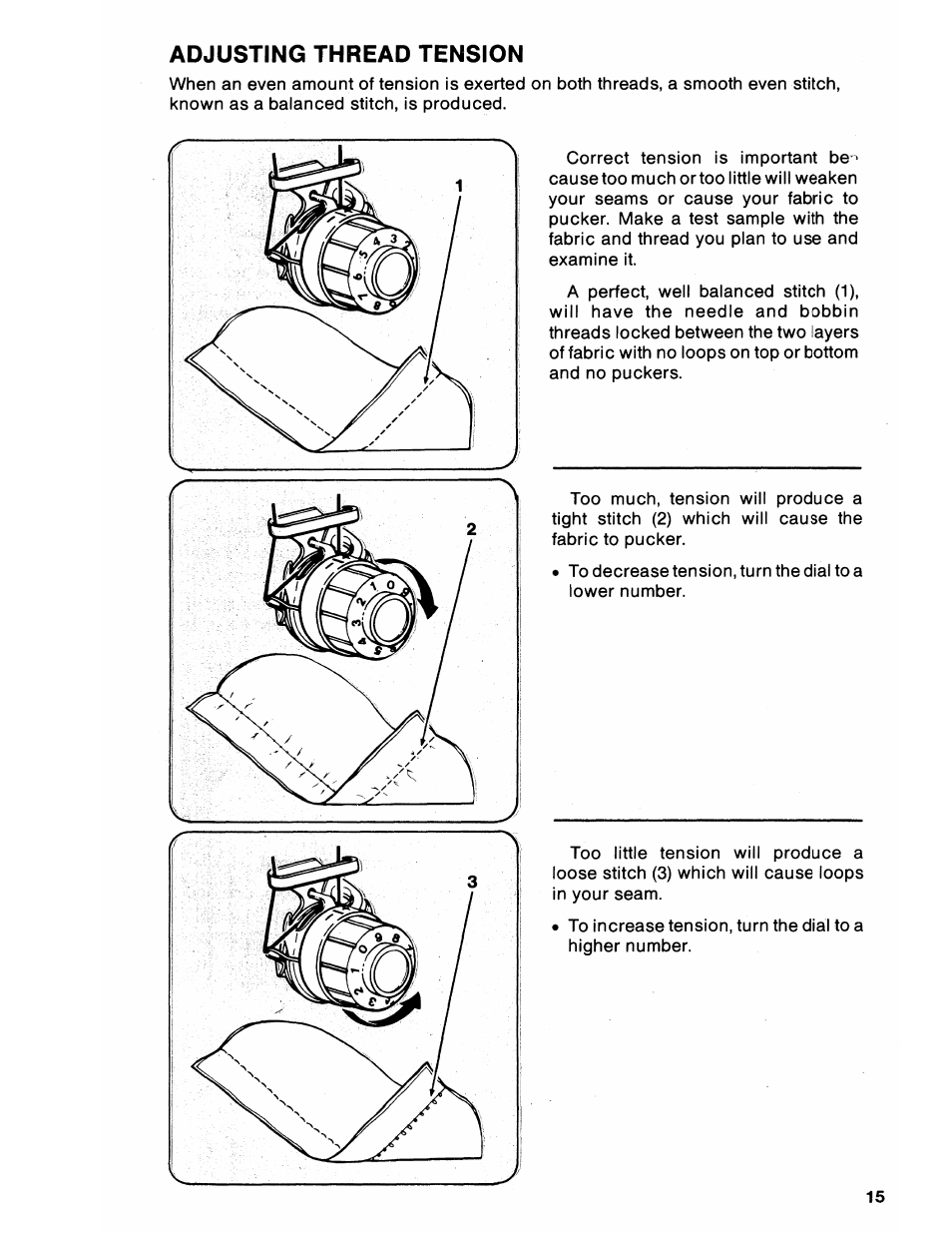 Adjusting thread tension | SINGER 6212 User Manual | Page 17 / 40