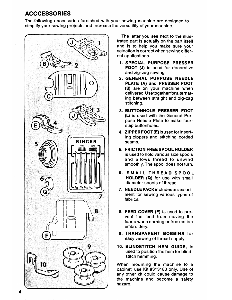 Acccessories | SINGER 6212 User Manual | Page 6 / 40