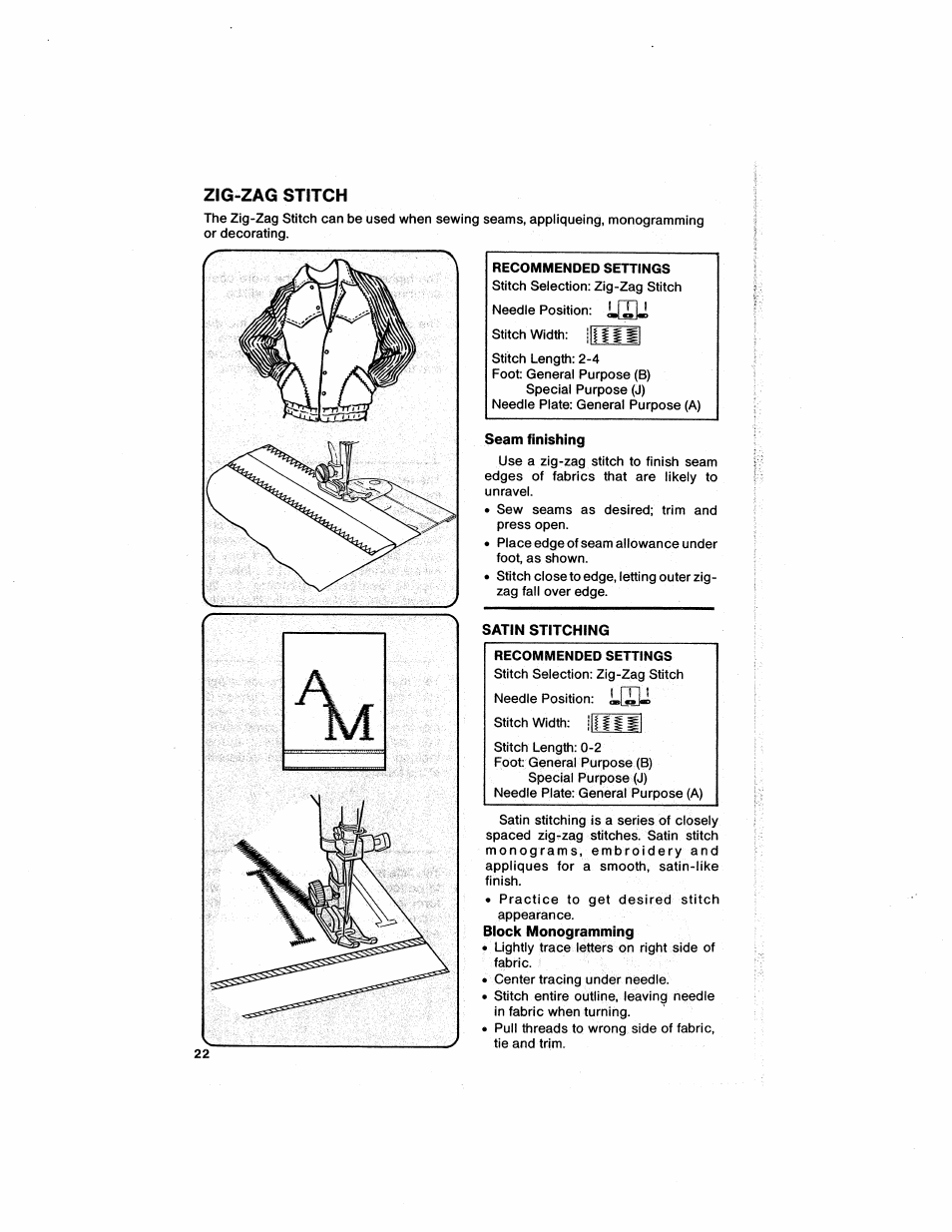 Zig-zag stitch | SINGER 6211 User Manual | Page 24 / 36