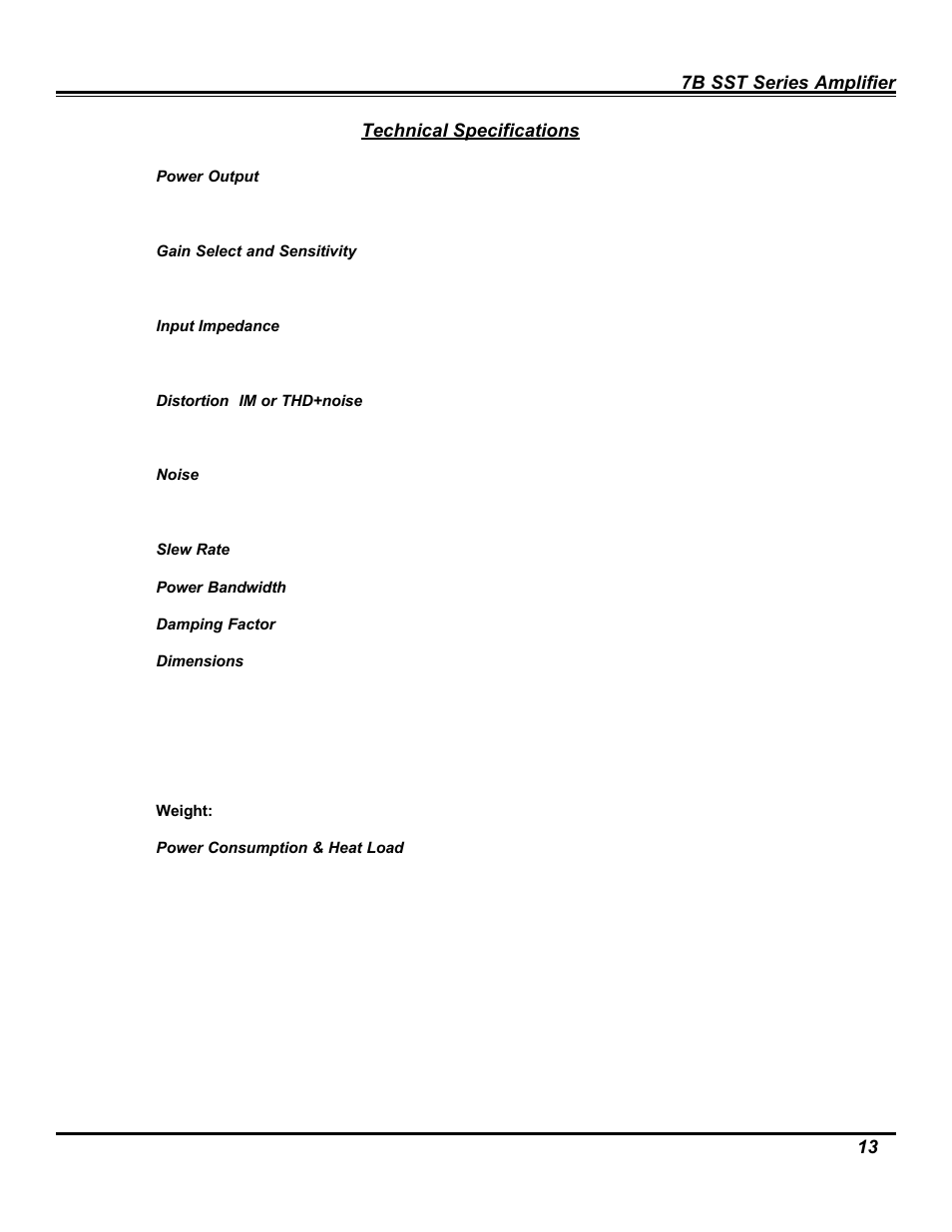 Bryston 7B SST User Manual | Page 13 / 14