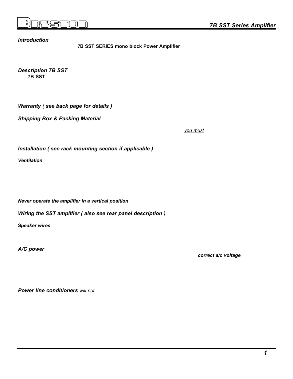 Bryston 7B SST User Manual | Page 3 / 14