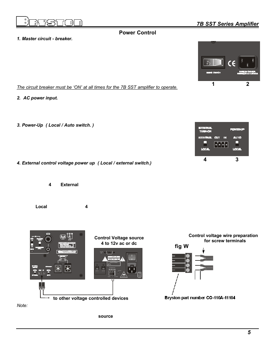 7b sst series amplifier 5 power control, Fig w 4 3 1 2 | Bryston 7B SST User Manual | Page 7 / 14