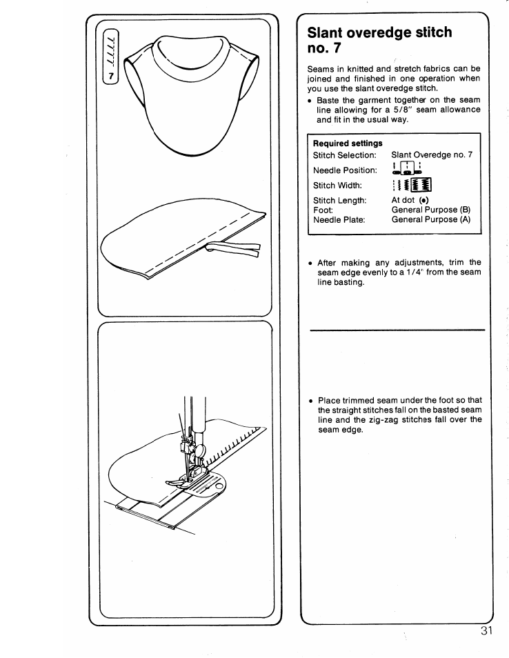 Slant overedge stitch no. 7, Iiillml | SINGER 6217 User Manual | Page 33 / 48