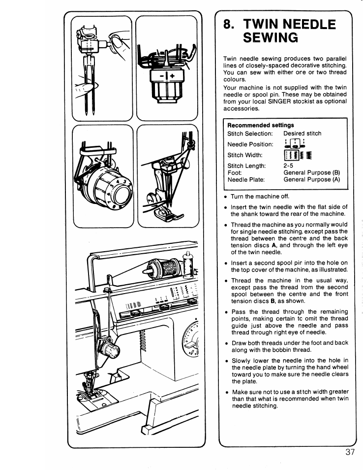 Twin needle sewing, R8. twin needle sewing | SINGER 6217 User Manual | Page 39 / 48