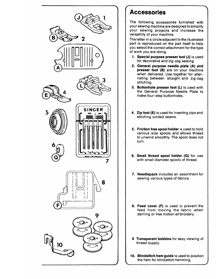Accessories | SINGER 6217 User Manual | Page 6 / 48