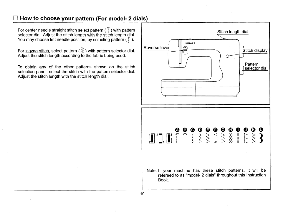 How to choose your pattern (for model- 2 dials) | SINGER 6510 Scholastic User Manual | Page 22 / 54