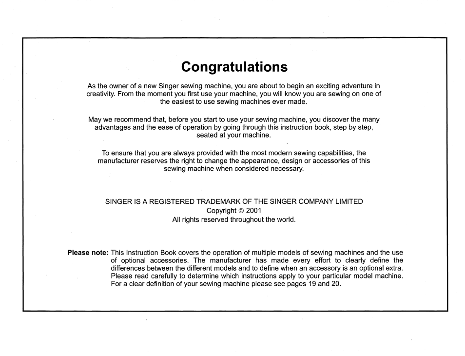 SINGER 6510 Scholastic User Manual | Page 3 / 54