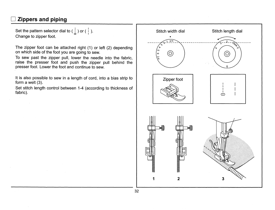 Zippers and piping | SINGER 6510 Scholastic User Manual | Page 35 / 54