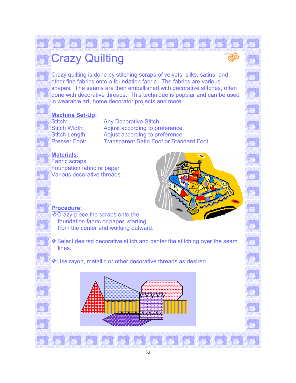 Crazy quilting | SINGER 6550-WORKBOOK Scholastic User Manual | Page 36 / 59